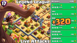 Th16 Legend League Attacks Strategy! +320 Mar Day 17 || Clash Of Clans
