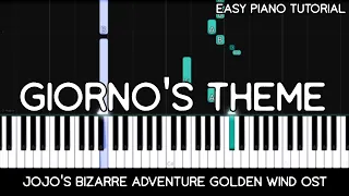 Giorno's Theme - JoJo's Bizarre Adventure - Golden Wind OST (Easy Piano Tutorial)