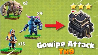 Th9 Gowipe Attack Strategy - 2023 | Best Th9 Attacks | Th9 War Attack Strategy - Clash Of Clans