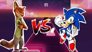 Fox Zootopia vs Sonic exe - tiles hop EDM Rush! -Gameplay