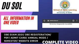 Du Sol All Information in one video obe exam / obe Registration 2021 / admit card / website error