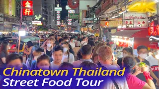 4K 🇹🇭 Chinatown Night Walking Tour 2022 - Bangkok, Thailand | Street Food