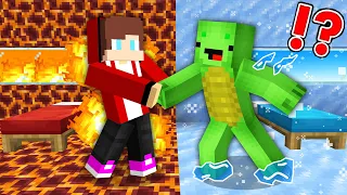 JJ HOT vs Mikey COLD Survival House Build Battle in Minecraft - Maizen