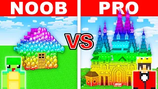 NOOB Vs PRO: Modern RAINBOW HOUSE Build Challenge in Minecraft!