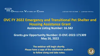 OVC FY 2022 Emergency and Transitional Pet Shelter and Housing Assistance Grant Program
