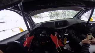 Rally car flat out in the snow (POV)