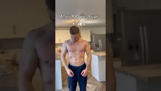 BEFORE and AFTER 100 Push Ups (RESULTS) #pushup #pushups #calisthenics #homeworkout #shorts