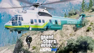 GTA 5 LSPDFR Coastal Callouts - Los Angeles County Sheriff Rescue 5 Super Puma Mountain Cliff Rescue