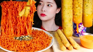 새로나온 틈새볶음면 롱치즈스틱 치즈소스 먹방 | NEWLY RELEASED SPICY NOODLES | Teumsae Ramyun🔥 LONG CHEESE STICKS MUKBANG