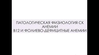 ПАТОЛОГИЧЕСКАЯ ФИЗИОЛОГИЯ СК. АНЕМИИ. B12 И ФОЛИЕВО-ДЕФИЦИТНЫЕ АНЕМИИ. Часть 2