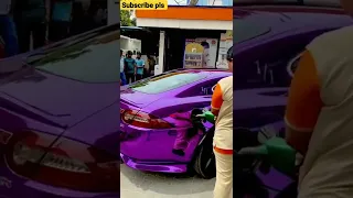 Girl filling petrol in supercar 🔥 India | coolest car spoted on filling station #car_soul #shorts