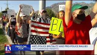 Dueling protests ensue outside Cottonwood Heights City Hall following arrest of nine