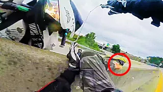 Straight INTO the concrete BARRIER | Epic and Crazy Biker Moments