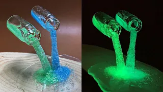 Flying bottles with magic glowing in the dark liquid made of epoxy resin | EasyDIY | Resinart