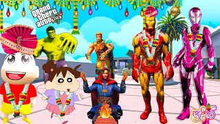 Shinchan & Ironman Got Married | IronMan Celebrating Shinchan & Ironman God Wedding | GTA 5 AVENGERS