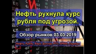 Обзор рынков. Прогноз курса доллара евро рубля. Нефть, РТС, доллар, рубль, SP500, серебро. 03.03.19