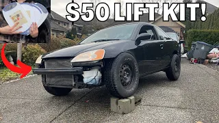 My Honda Civic is LIFTED! $50 Cutting board lift kit Install DIY (Part 2)