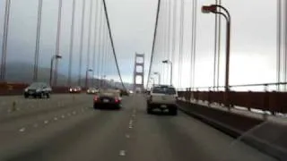 Crossing the Golden Gate Bridge in San Francisco CA on a Harley Davidson