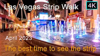 Las Vegas Strip Walk At Night April 2023 4K