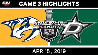 NHL Highlights | Predators vs Stars, Game 3 – April 15, 2019