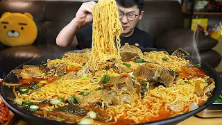 ASMR MUKBANGㅣSpicy Noodles With Pork Back-boneㅣEATING SHOW