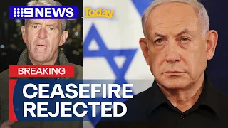 Israel Prime Minister rejects cease-fire with Hamas | 9 News Australia