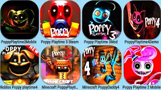 Poppy Playtime Chapter 4, Poppy 4 Roblox, Poppy 3 Mobile, Poppy 3 Steam, Poppy 3+4 Minecraft, Poppy2