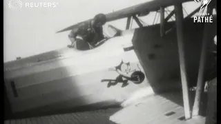 USA: USS Saratoga aircraft carrier and Charles Lindbergh (1929)