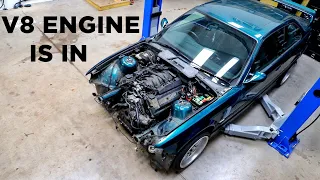 E36 V8 swap - THE ENGINE IS IN