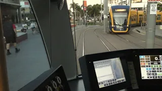 Driver's Twilight View Gold Coast Tram Helensvale to Broadbeach South Queensland