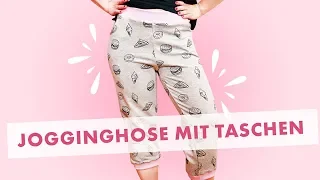 Jogginghose an der Overlock nähen - Schnitt für Damenhose mit Taschen