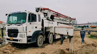 XE BƠM BÊ TÔNG VÀ CÔNG NHÂN LÀM VIỆC | CONCRETE TRUCK | HỮU KHOAI TV