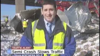 Tractor trailer crash slows interstate traffic