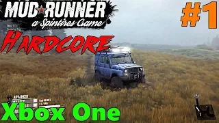 SpinTires Mud Runner: Xbox One HARDCORE MODE Let's Play! Part 1 | ALL Watchpoints on Bog