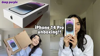 unboxing the iPhone 14 Pro in deep purple!!