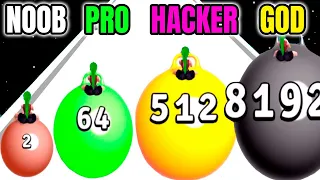 NOOB vs PRO vs HACKER vs GOD - Yoga Ball Run 2048