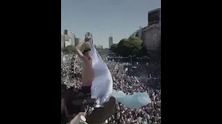 Drone captures sea of fans celebrating in Buenos Aires after Argentina's World Cup win