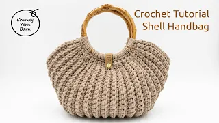 Crochet Tutorial, Shell Ribbed Handbag, 3mm Braided Cotton Cord