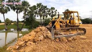 Part 03| Operating Dozer KOMATSU D58P Filling up land huge, Dump Truck Unloading