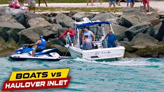 BOAT HITS THE HAULOVER ROCKS! | Boats vs Haulover Inlet