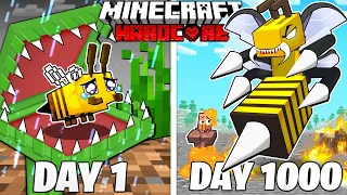 I Survived 1000 Days As A KILLER BEE In HARDCORE Minecraft! (Full Story)