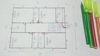 28*34 house plan 4 bedroom attached latrine bathroom kitchen siri 28*34 Gharka naksha