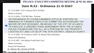 #Atlanta City Council #Finance/Executive Committee Meeting: June 30, 2021. Chair: Jennifer Ide Co...