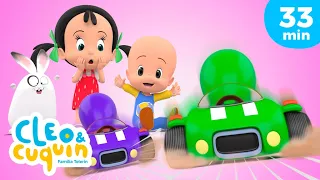 Carrera de coches globo de Cuquín 🏎️🎈 Aprende los colores con los vídeos educativos de Cleo y Cuquín