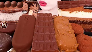 ASMR MUKBANG｜CHOCOLATE MOUSSE CAKE MAGNUM RICE CAKES ICE CREAM SNACK 생초코찰떡 초콜릿 케이크 매그넘 아이스크림 몰티져스 먹방