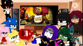 Teen Titans and Sonic team react to it's me five nights at Freddy 1 gacha club