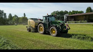 FarmVLOG #7:  1. Schnitt am Peißkerhof Teil 1, John Deere 6215 R und Krone Easy Cut Kombi im Einsatz