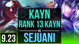 KAYN vs SEJUANI (JUNGLE) (DEFEAT) | Rank 13 Kayn, 900+ games, 8 solo kills | BR Grandmaster | v9.23