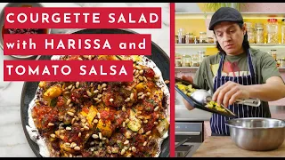 Courgettes salad with harissa and tomato salsa | Ottolenghi 20