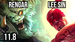 RENGAR vs LEE SIN (JUNGLE) | Rank 4 Rengar, 13/1/3, Legendary | NA Challenger | v11.8